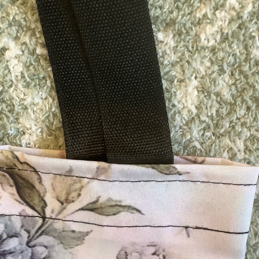 Floral Bouquet Mason Jar Butterflies Shabby Chic Polycanvas Tote Bag NWT 14x16 - Picture 9 of 13